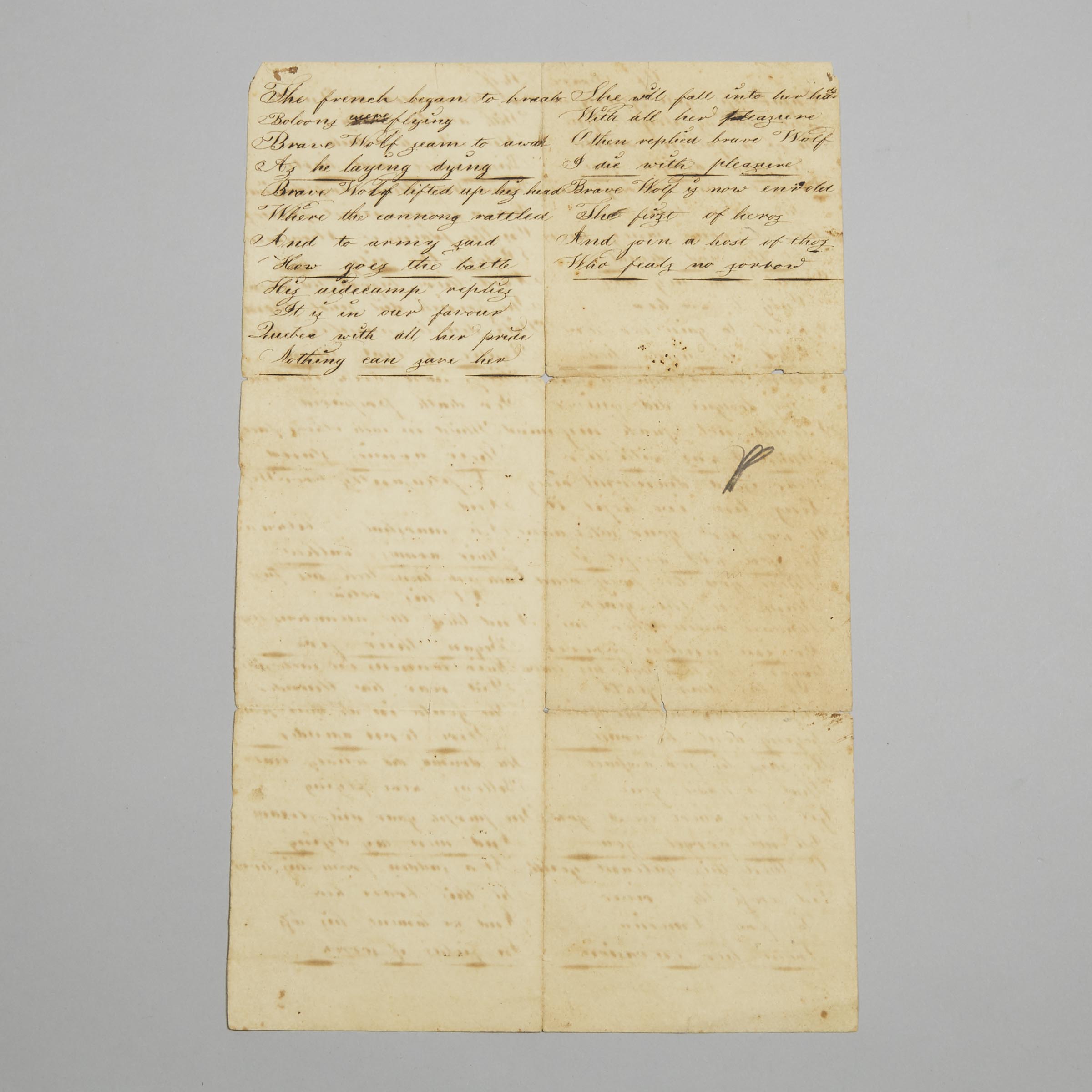Autograph Transcription of 'Brave Wolfe', c.1800