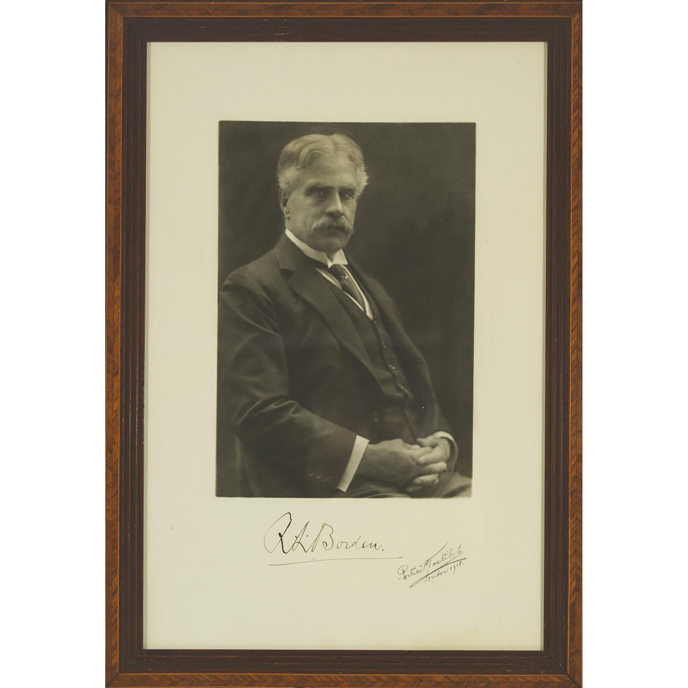 Signed Portrait Photograph of Prime Minister Sir Robert Laird Borden, London, 1918