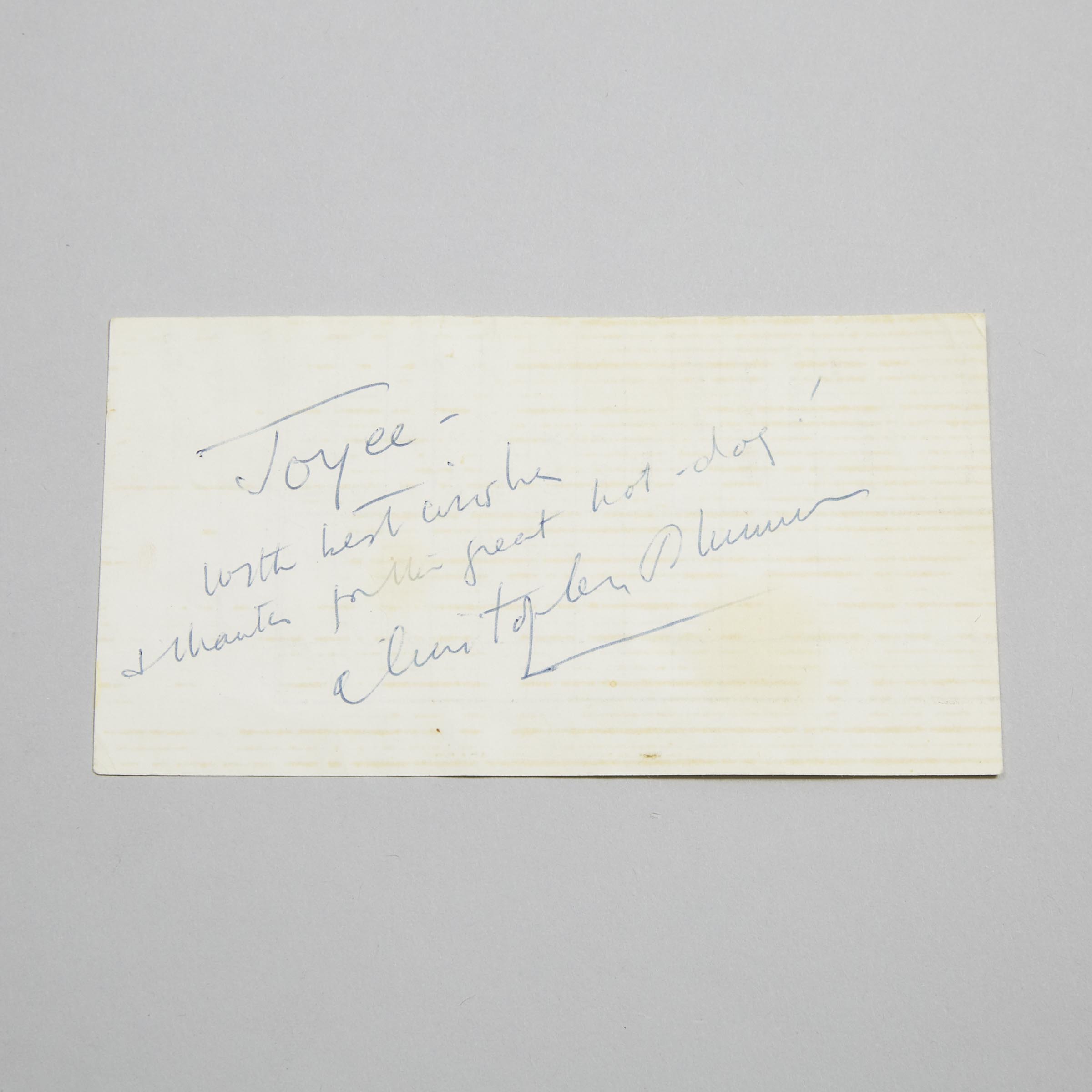 Christopher Plummer Autograph, 1978