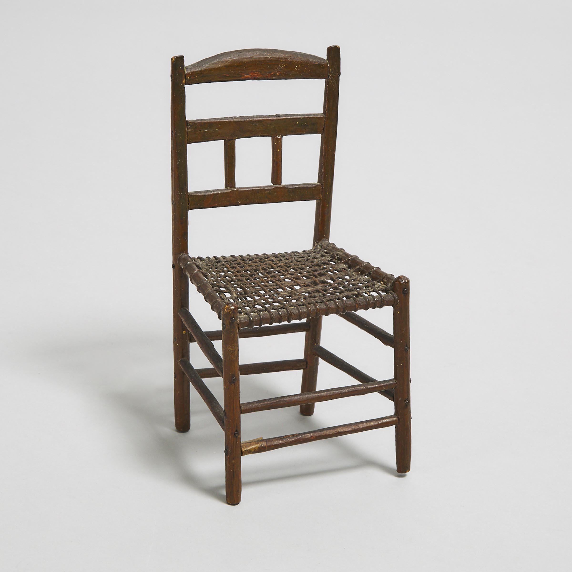 Nova Scotia Rustic Miniature Ladder Back Side Chair, 19th century