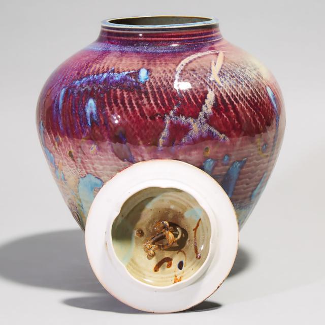 Kayo O'Young (Canadian, b.1950), Purple and Blue Glazed Covered Jar, 1993