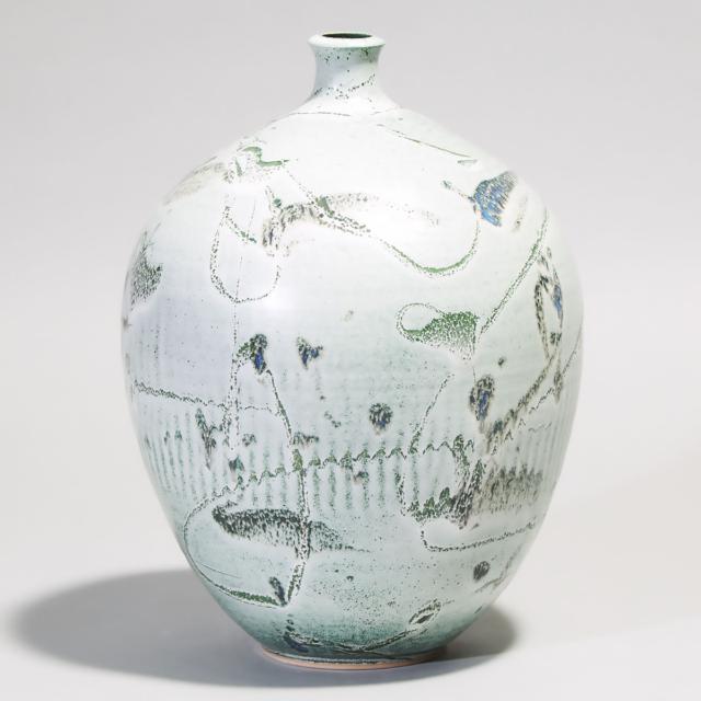 Kayo O'Young (Canadian, b.1950), Grey and Green Glazed Vase, 1993