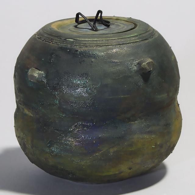 Susan Wintrop (Canadian, b.1953), Small Covered Raku Pot, 1990s