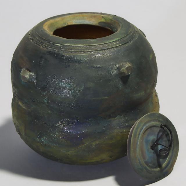 Susan Wintrop (Canadian, b.1953), Small Covered Raku Pot, 1990s