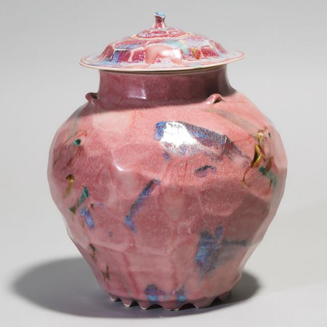 Kayo O'Young (Canadian, b.1950), Rose and Blue Glazed Double Covered Jar, 1993