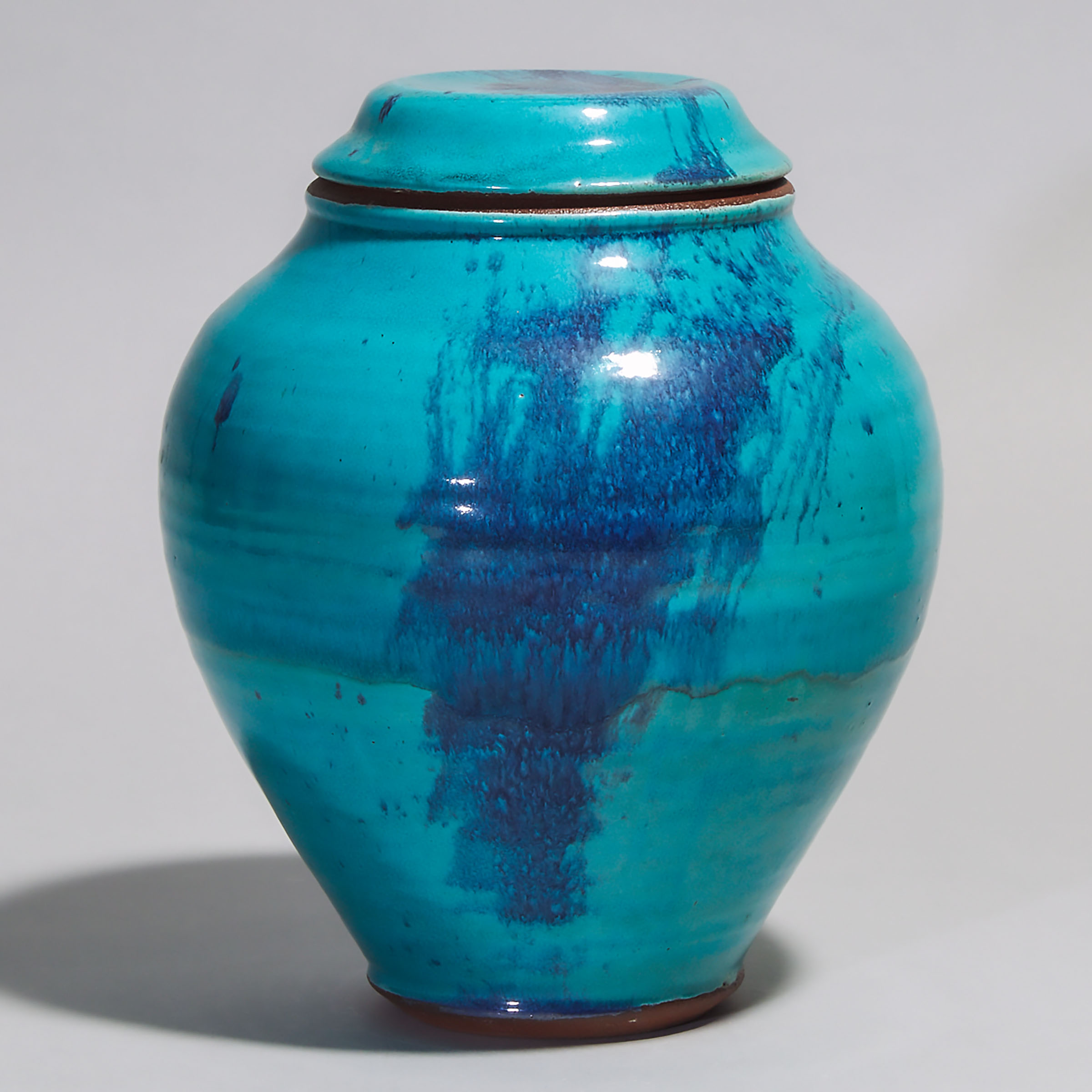 Jan Zaidy, Turquoise Pottery Jar with Cover, 1973