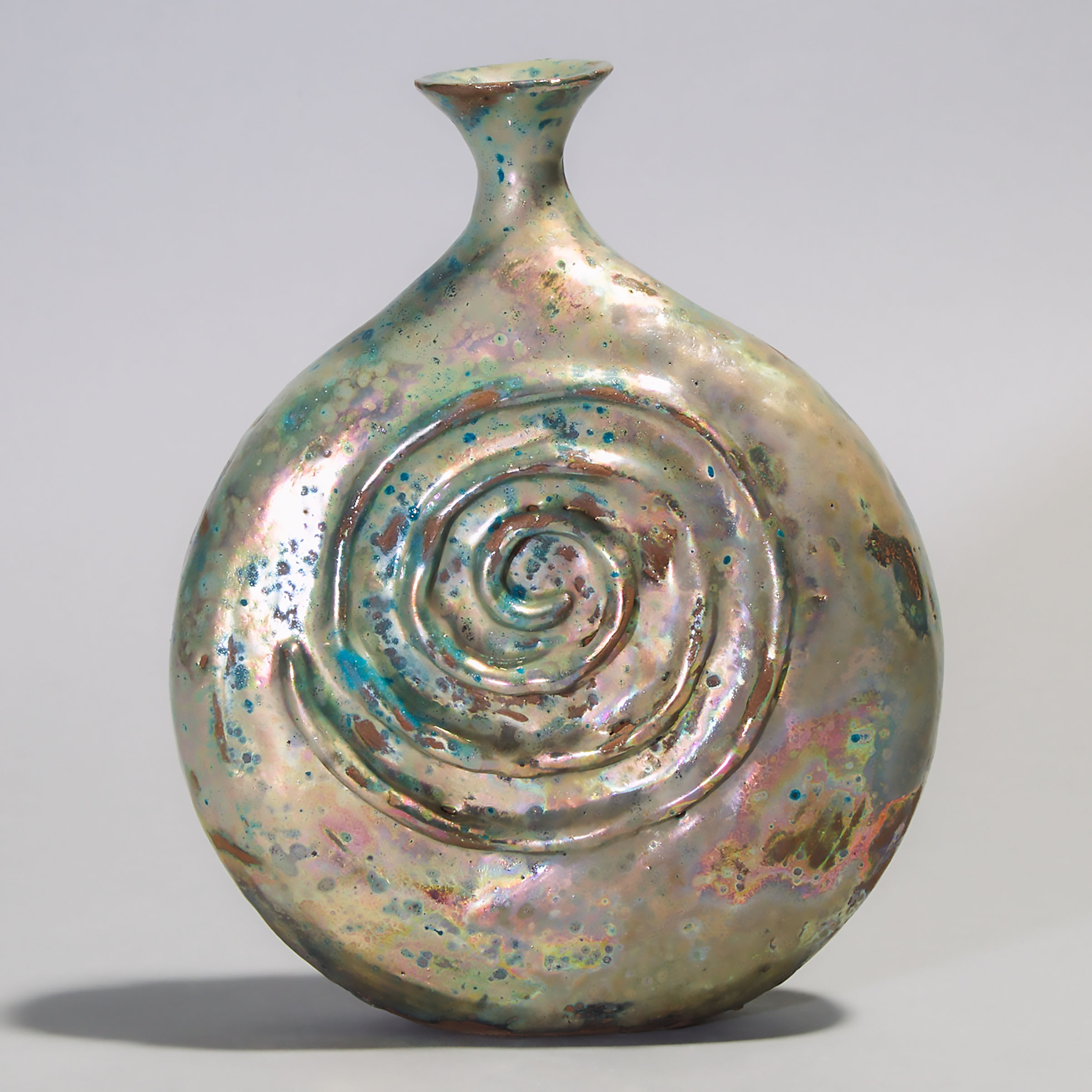 Beatrice Wood (American, 1893-1998), Lustre Glazed Pilgrim Bottle, c.1989