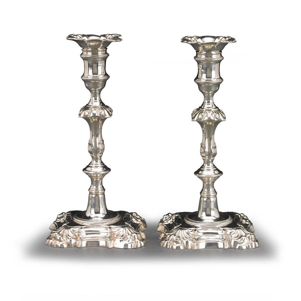 Pair of George II Silver Table Candlesticks, John Cafe, London, 1756