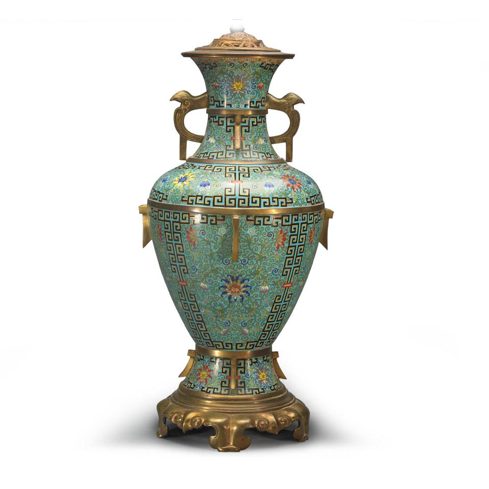 Archaistic Cloisonne Baluster Vase