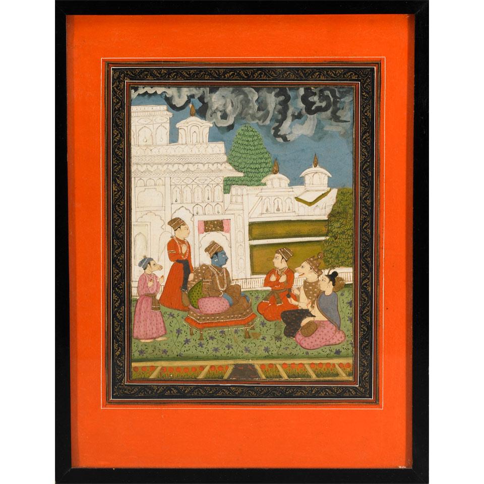 Two Rajput Miniatures of Royal Figures with Attendants