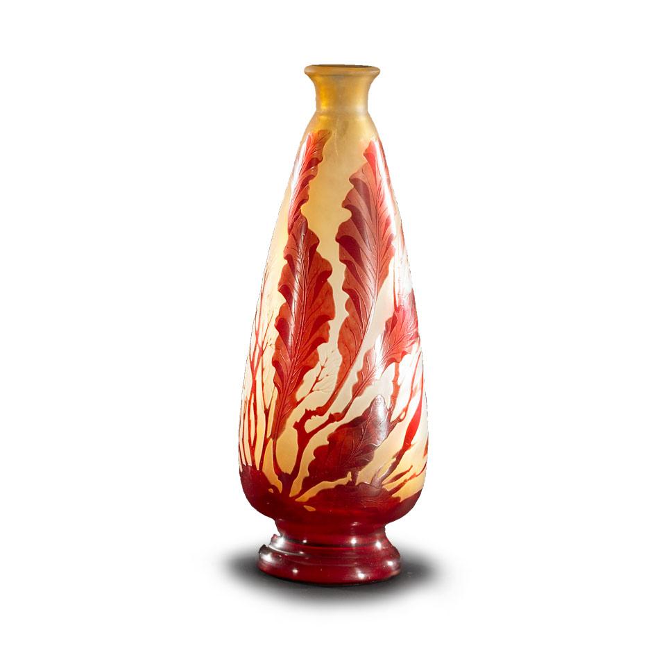 Gallé Seaweed Cameo Glass Vase, c.1900