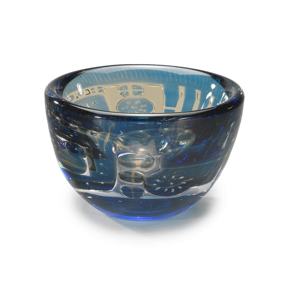 Orrefors Ariel Glass Bowl, Edvin Öhrström, c.1950