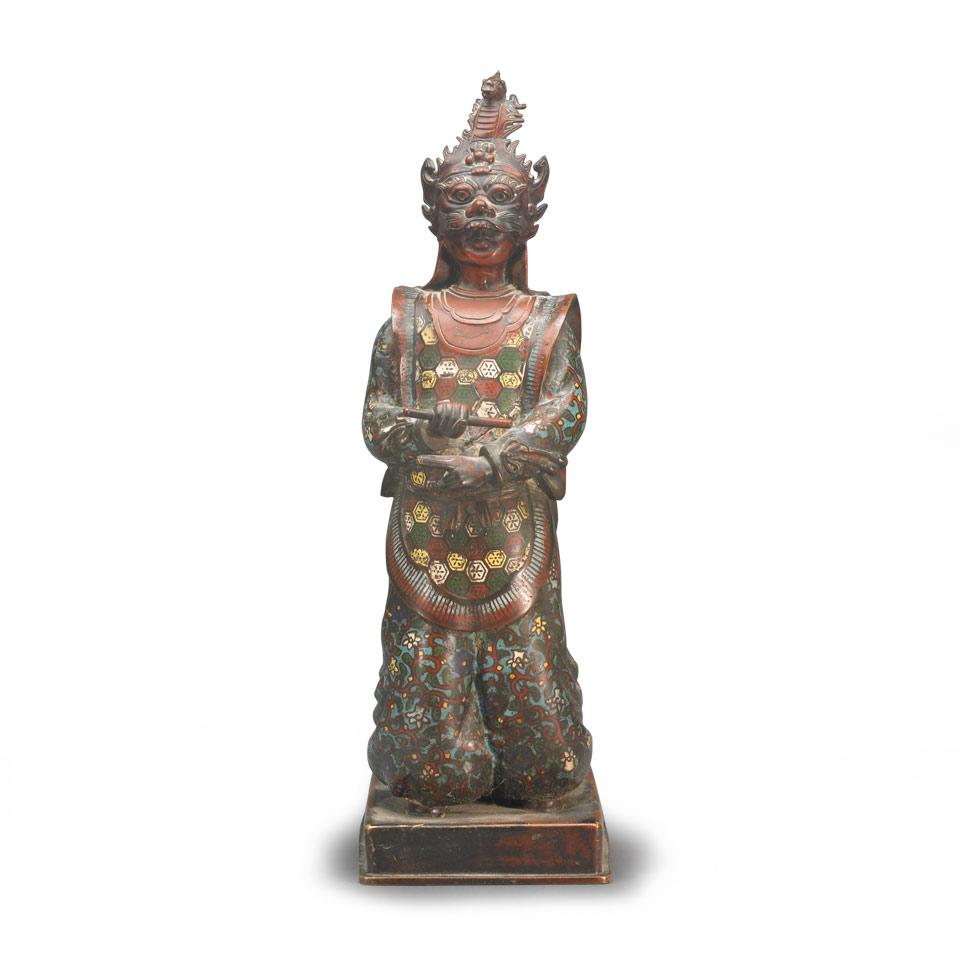 Bronze Cloisonne Figure of Ranryo