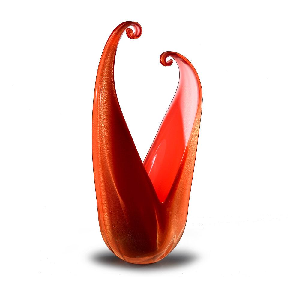 Seguso Orange Glass Vase, 1950’s