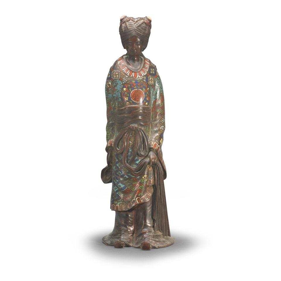 Bronze Cloisonne Figure of a Beauty