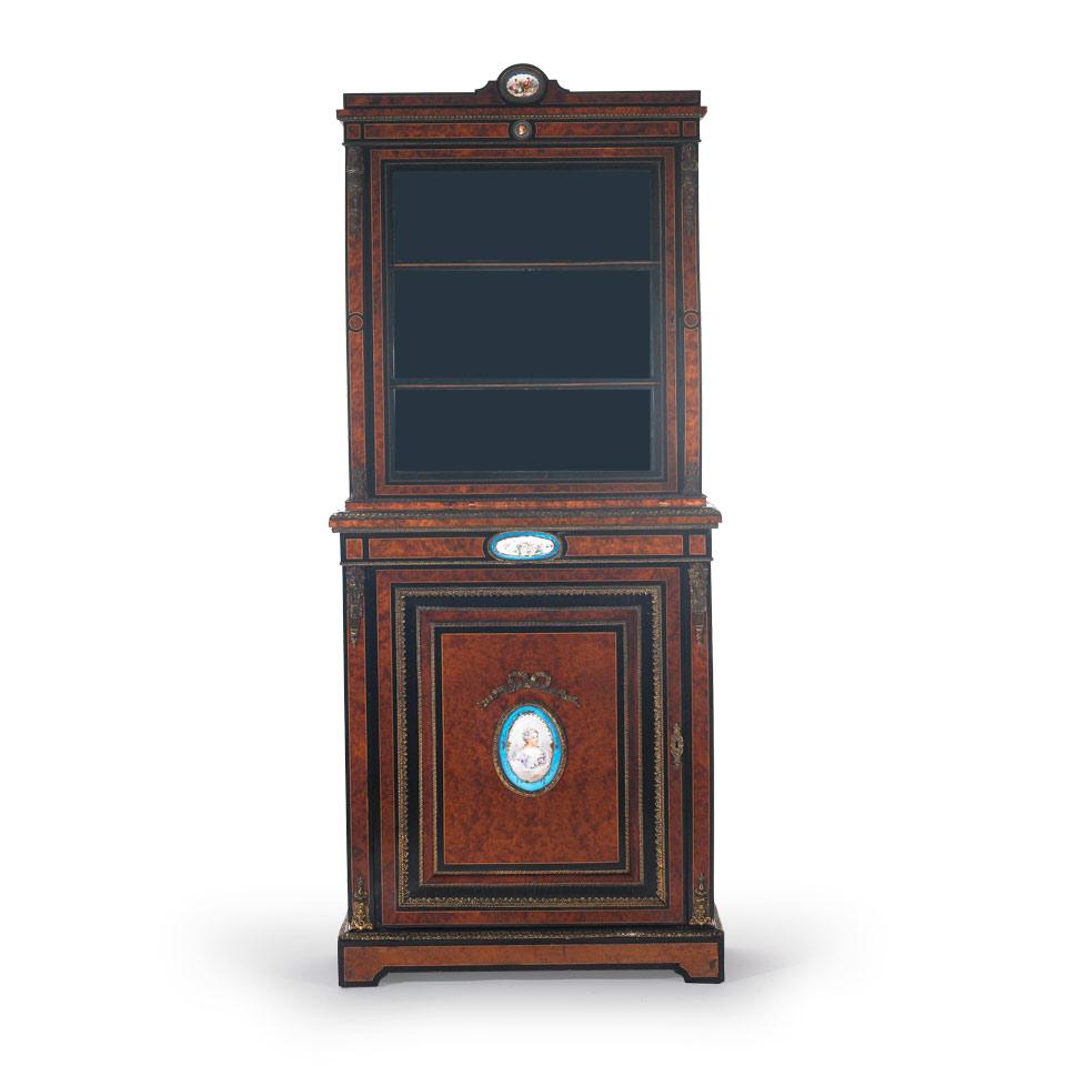 Pair of French Ebonized and Amboyna Wood Display Cabinets