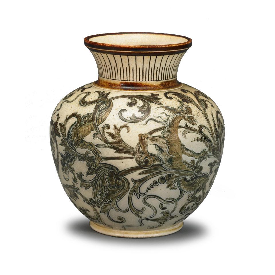 Martin Brothers Grotesqueries Stoneware Vase, dated 1894