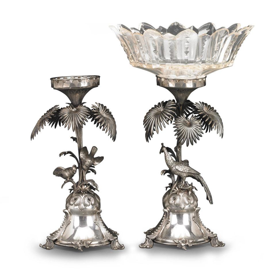 Pair of Continental Silver Comport Bases, probably German, c.1880