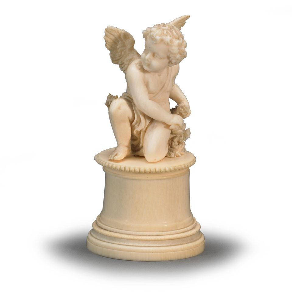 Continental Carved Ivory Figure of Cupid, late 19th century