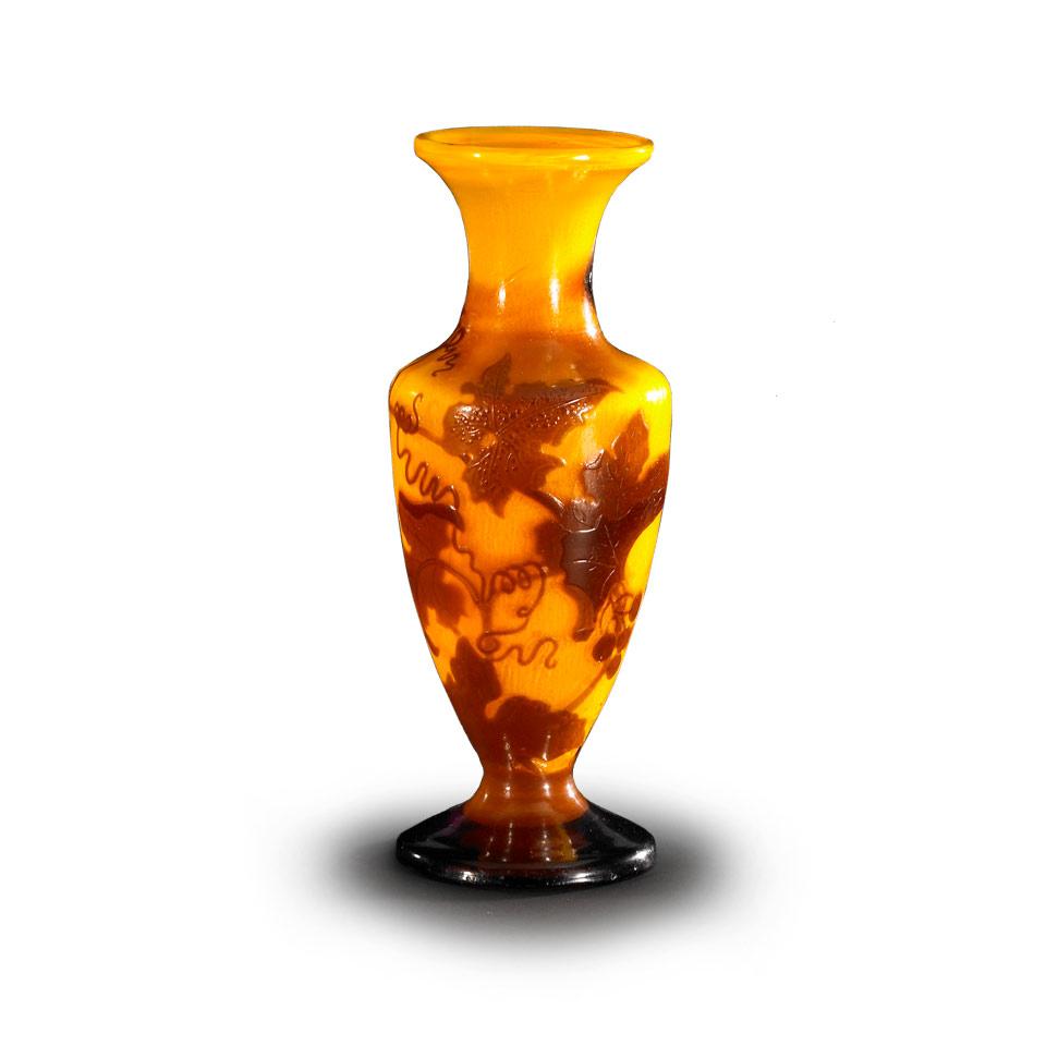 Gallé Fire Polished Cameo Glass Vase, c.1900