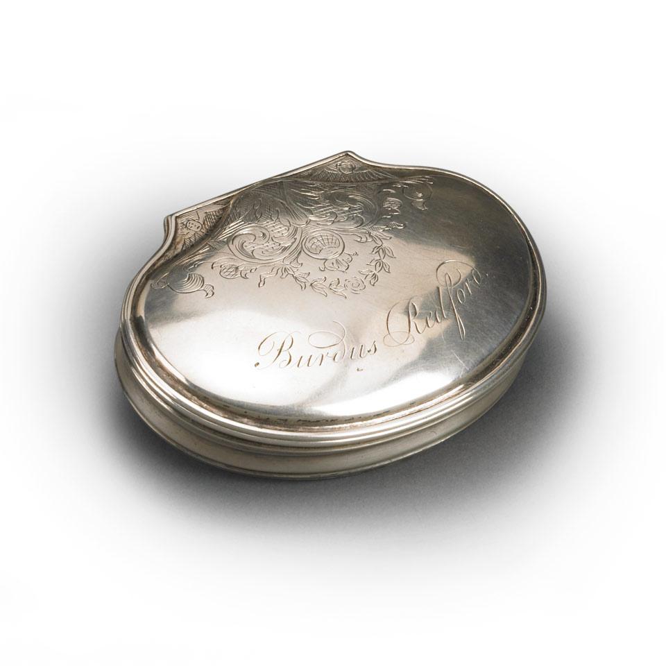 George I Silver Shell Shaped Snuff Box, c.1725