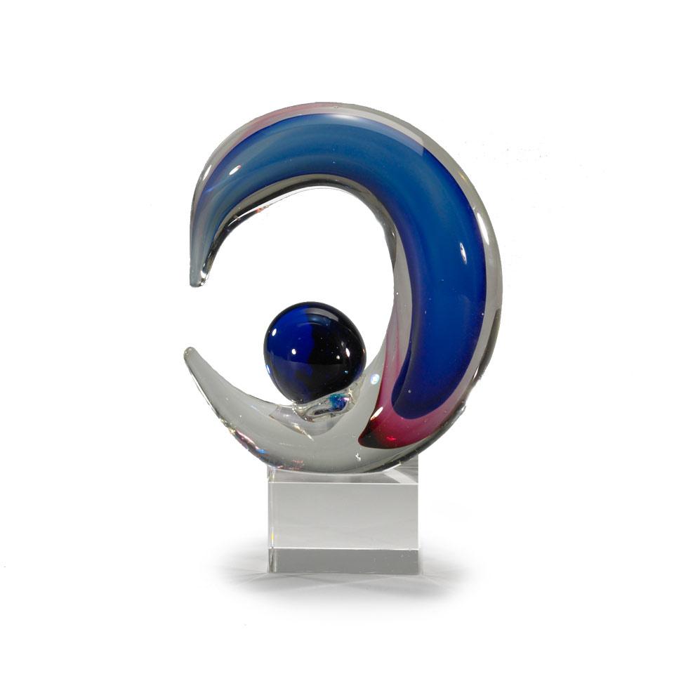 Murano Sommerso Glass Sculpture, 1980’s