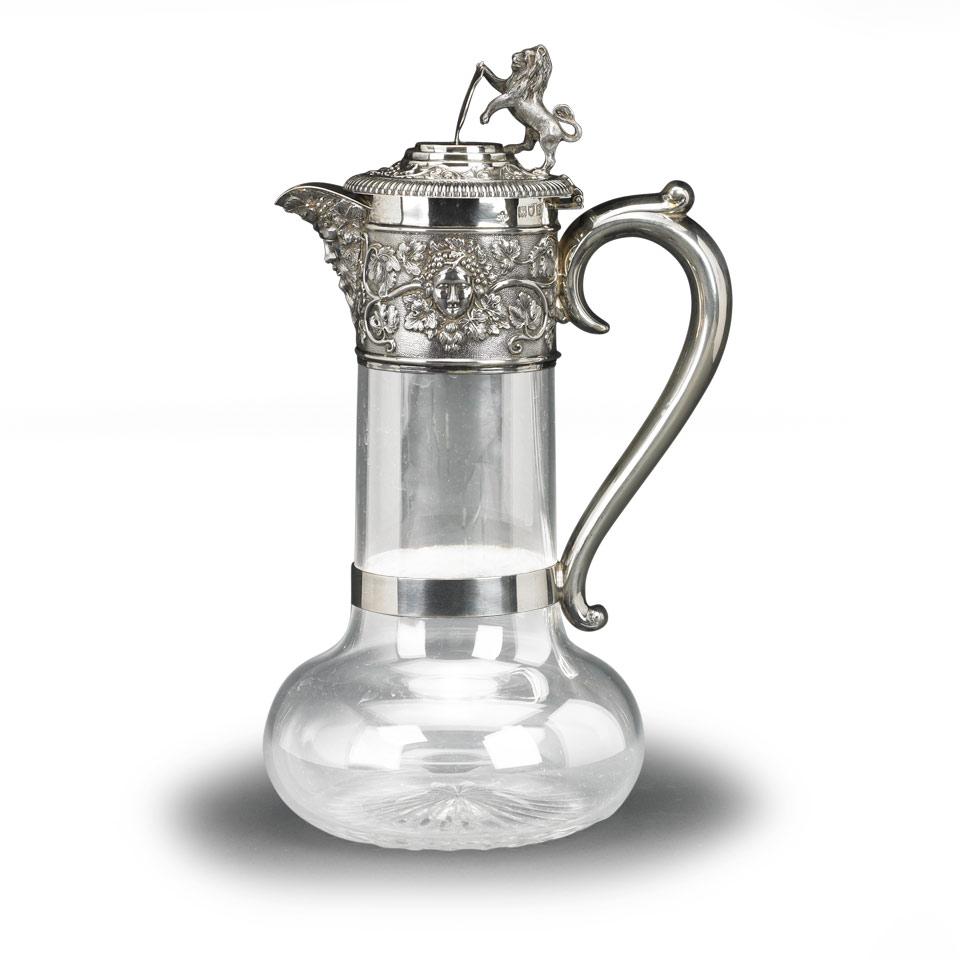 Late Victorian Silver Mounted Cut Glass Claret Jug, Horace Woodward & Co., London, 1897