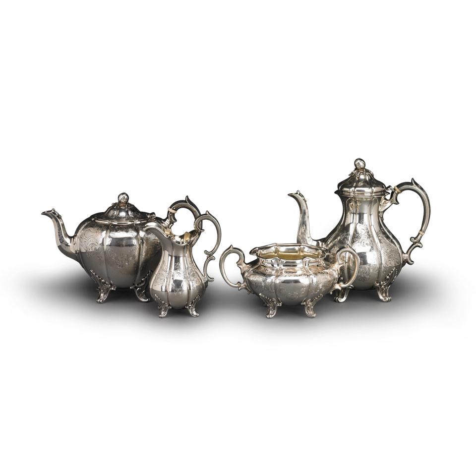 Victorian Silver Tea Service, Edward, Edward Jr., John & William Barnard, London, 1839/40
with Later Matching Coffee Pot, Edward Barnard & Sons, London, 1929