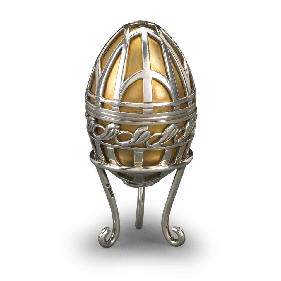 English Silver Parcel-Gilt Egg, 46/500, London, 1978