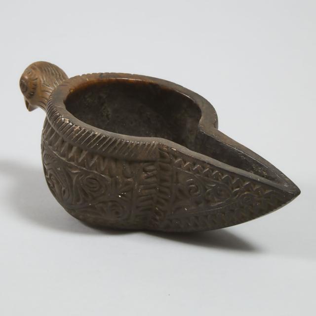 Bactrian 2nd Century Style Steatite Bird Form Oil Lamp, Afghanistan,  20th century