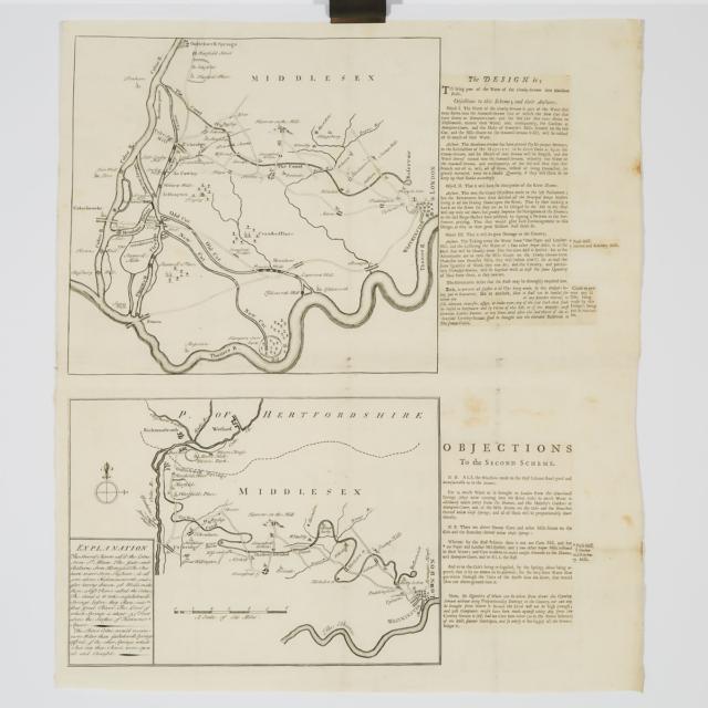 Four Maps Relating to Various Proposals for Navigable Canals into London, c.1720