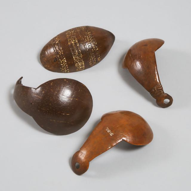 Four Namau Coconut Shell Spoons, Purari River, Papua New Guinea 19th/early 20th century
