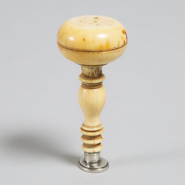 French Ivory Mounted Silver Desk Seal, 19th century