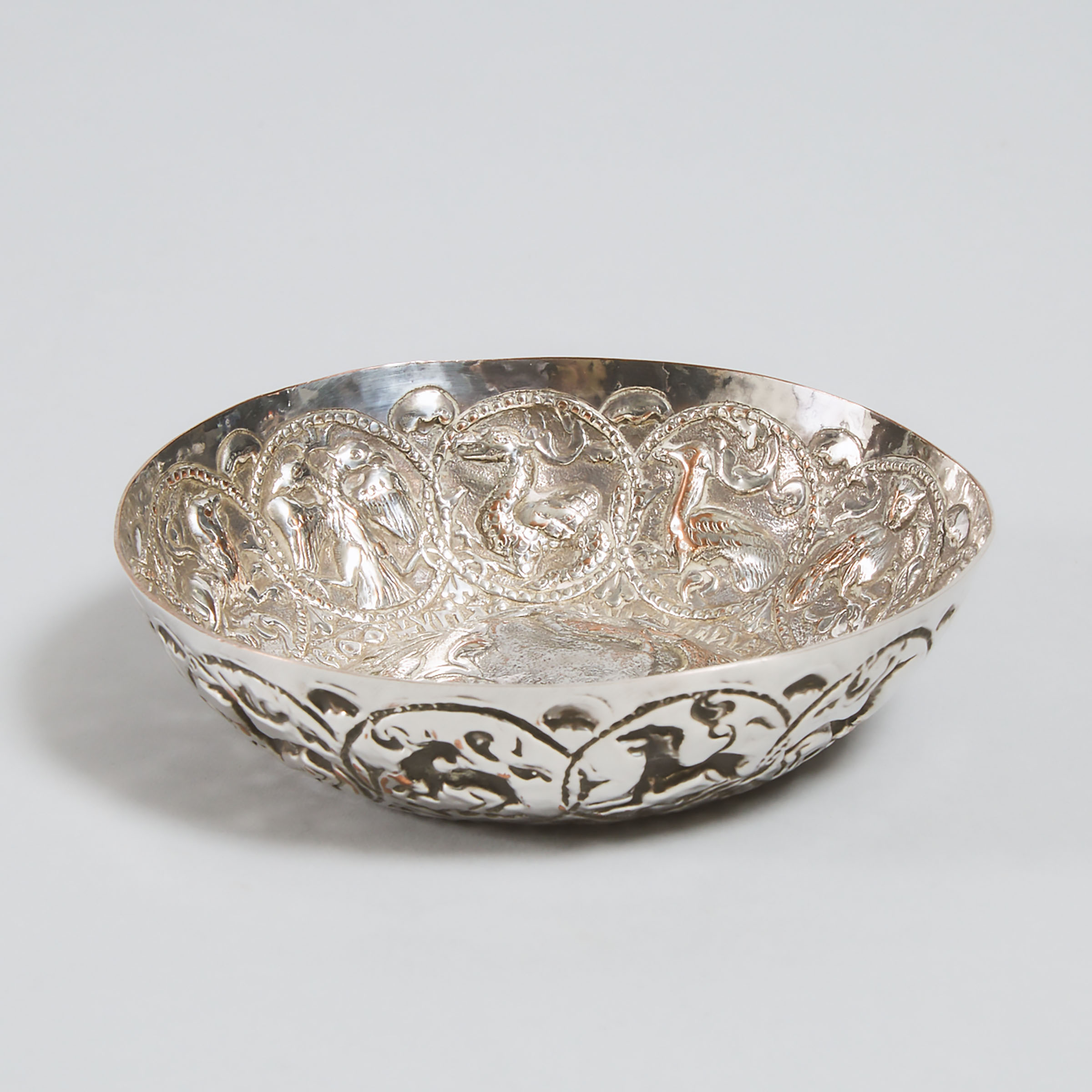 Balkan or Cypriot Ottoman Silvered Copper Wine Bowl, 18th/19th century 