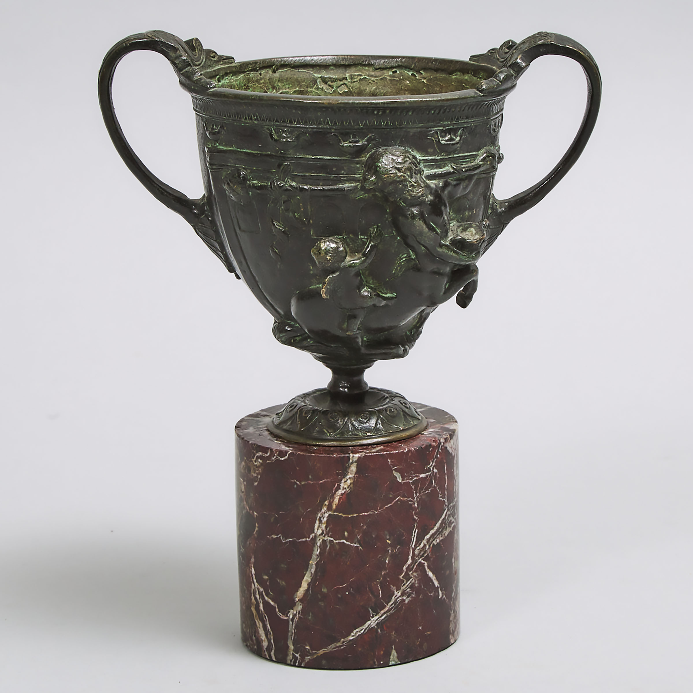 Italian Grand Tour Bronze Model of a Pompeiian Kantharos, mid 19th century