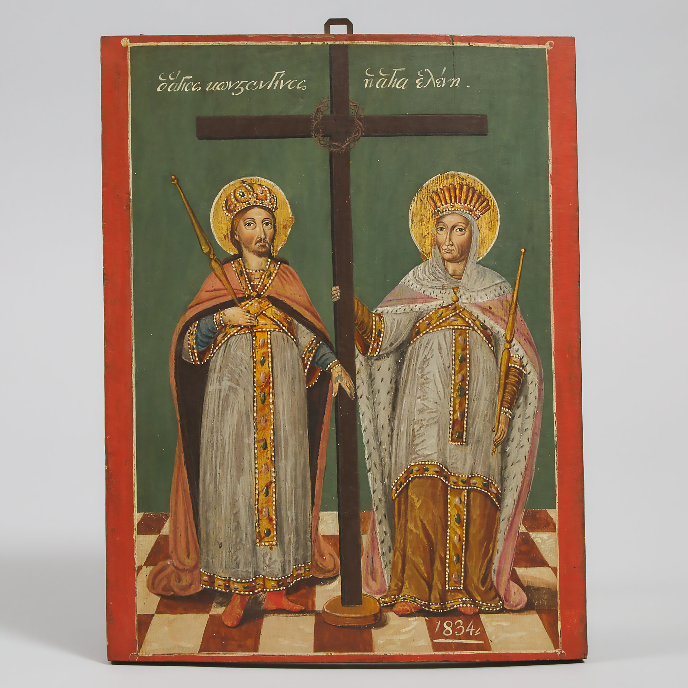 Greek Orthodox Icon of Saints Constantine and Helen, 1834