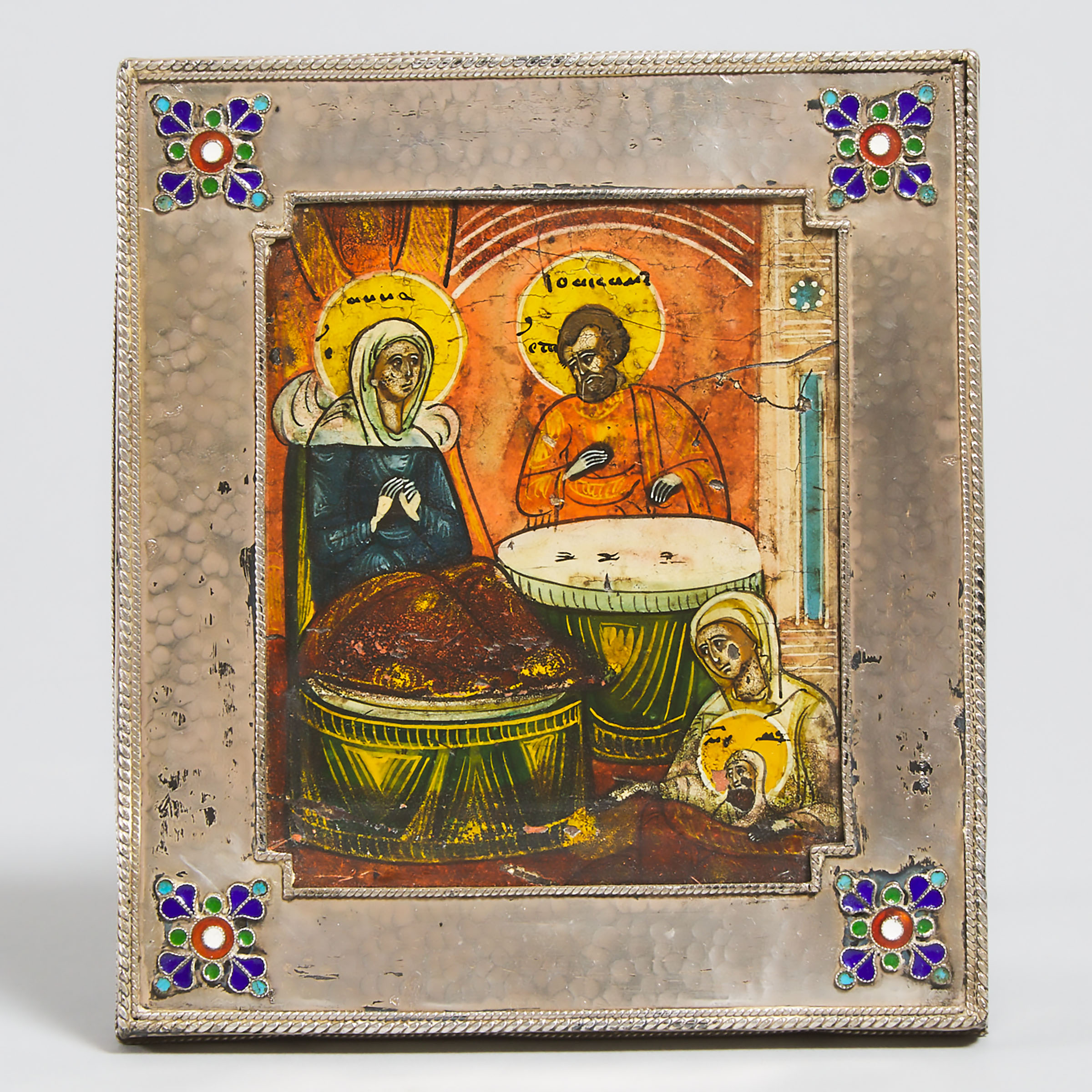 Greek Joachim and St. Anne Travelling Icon, mid 20th century