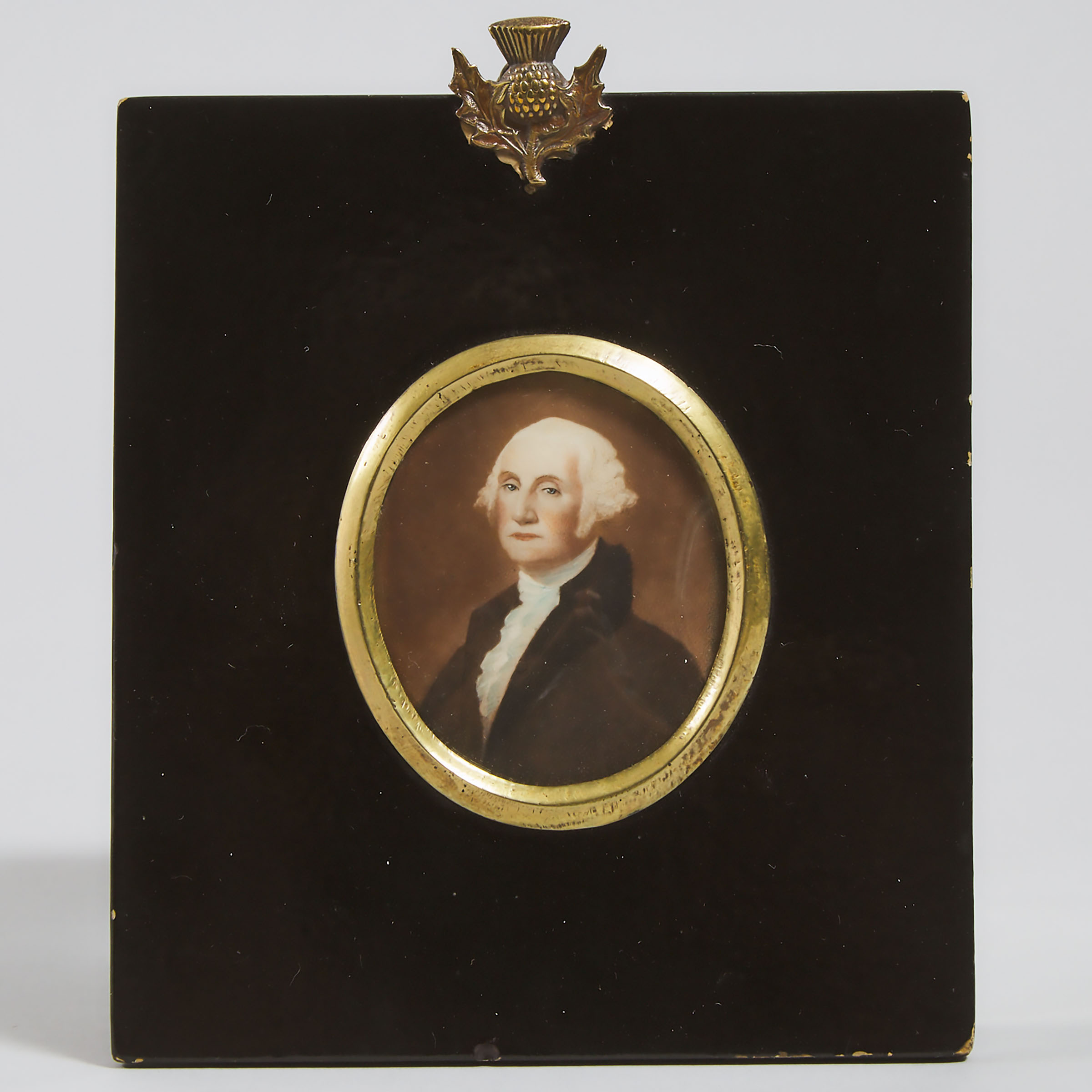 American School Portrait Miniature of George Washington After the Work By Stuart Gilbert, c.1900