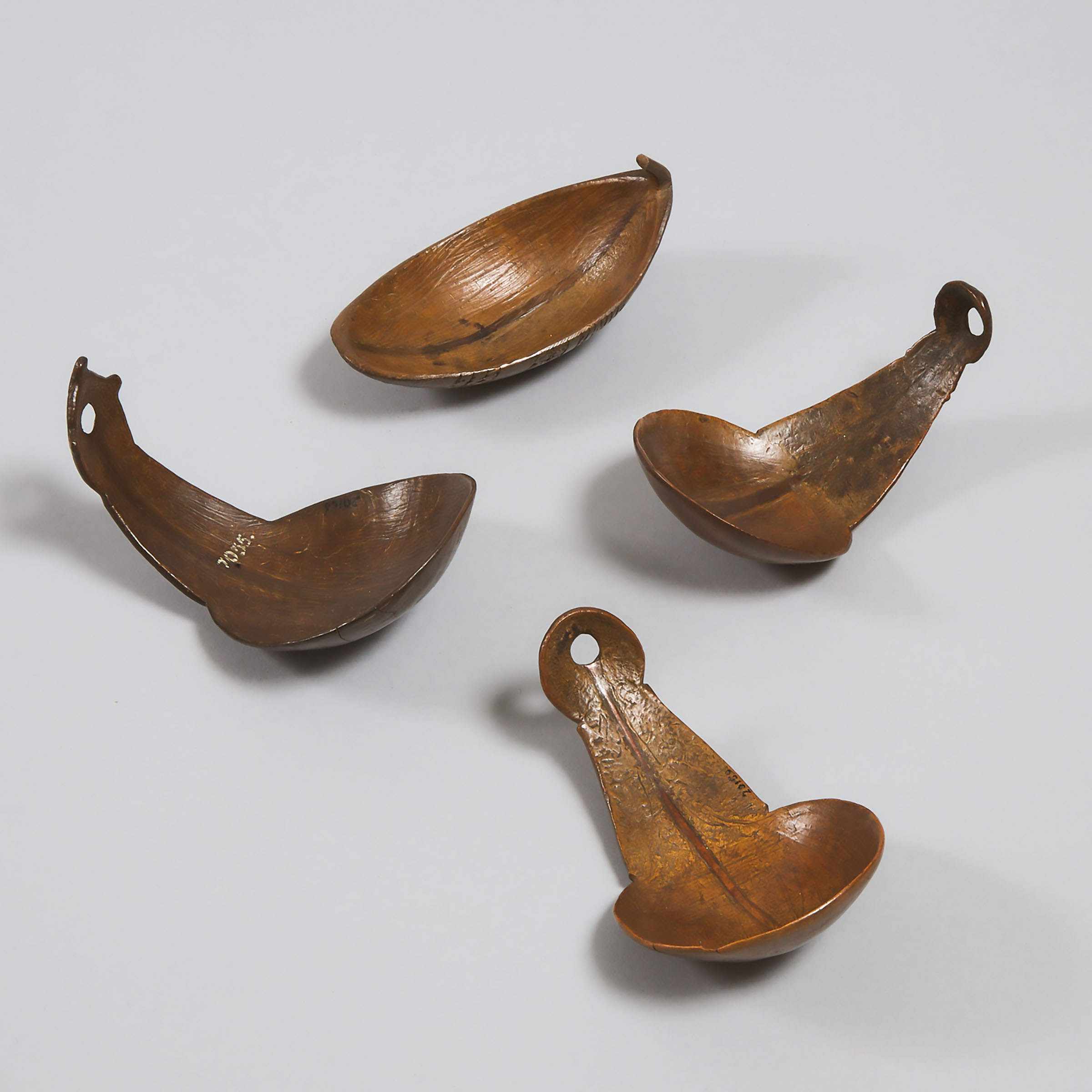 Four Namau Coconut Shell Spoons, Purari River, Papua New Guinea 19th/early 20th century