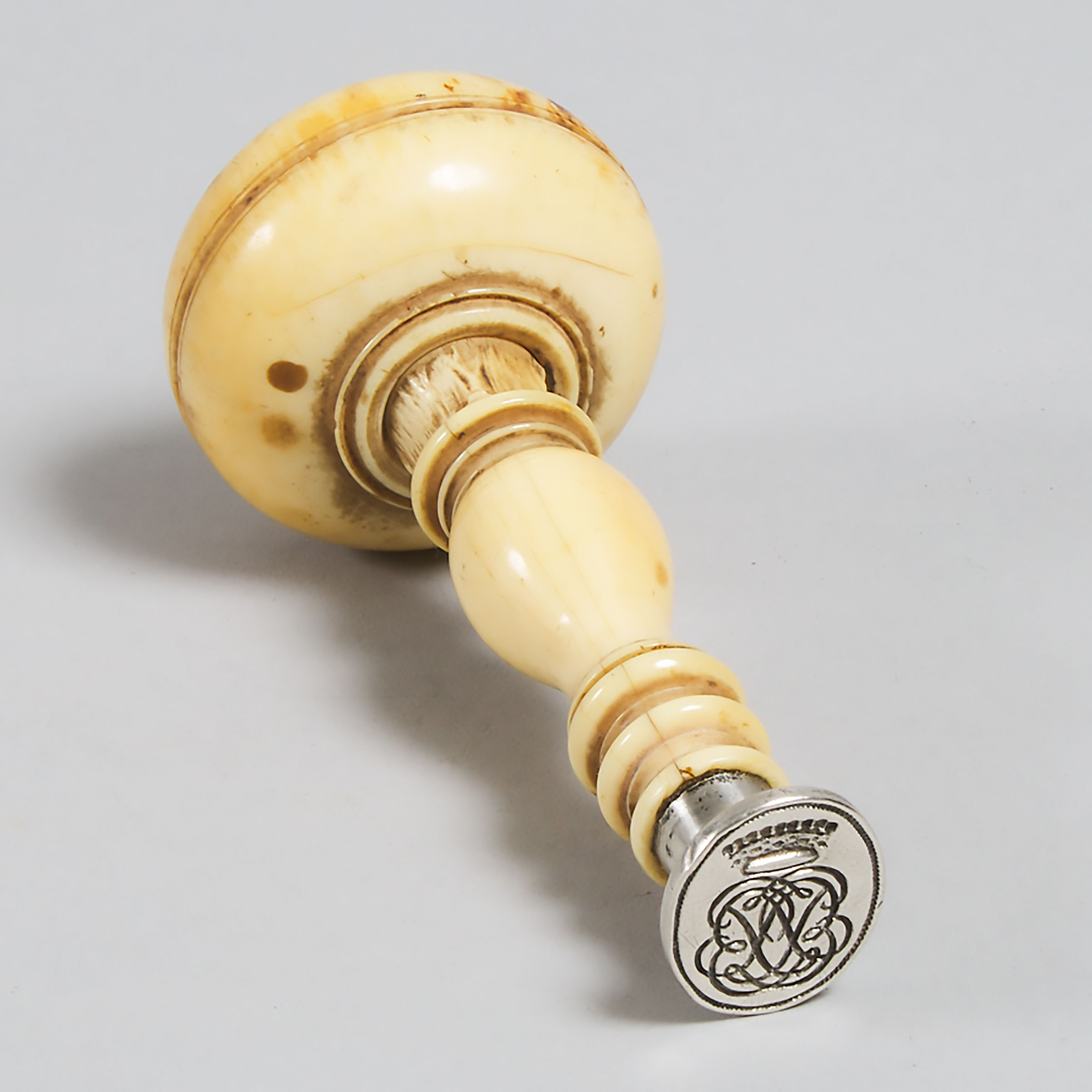 French Ivory Mounted Silver Desk Seal, 19th century