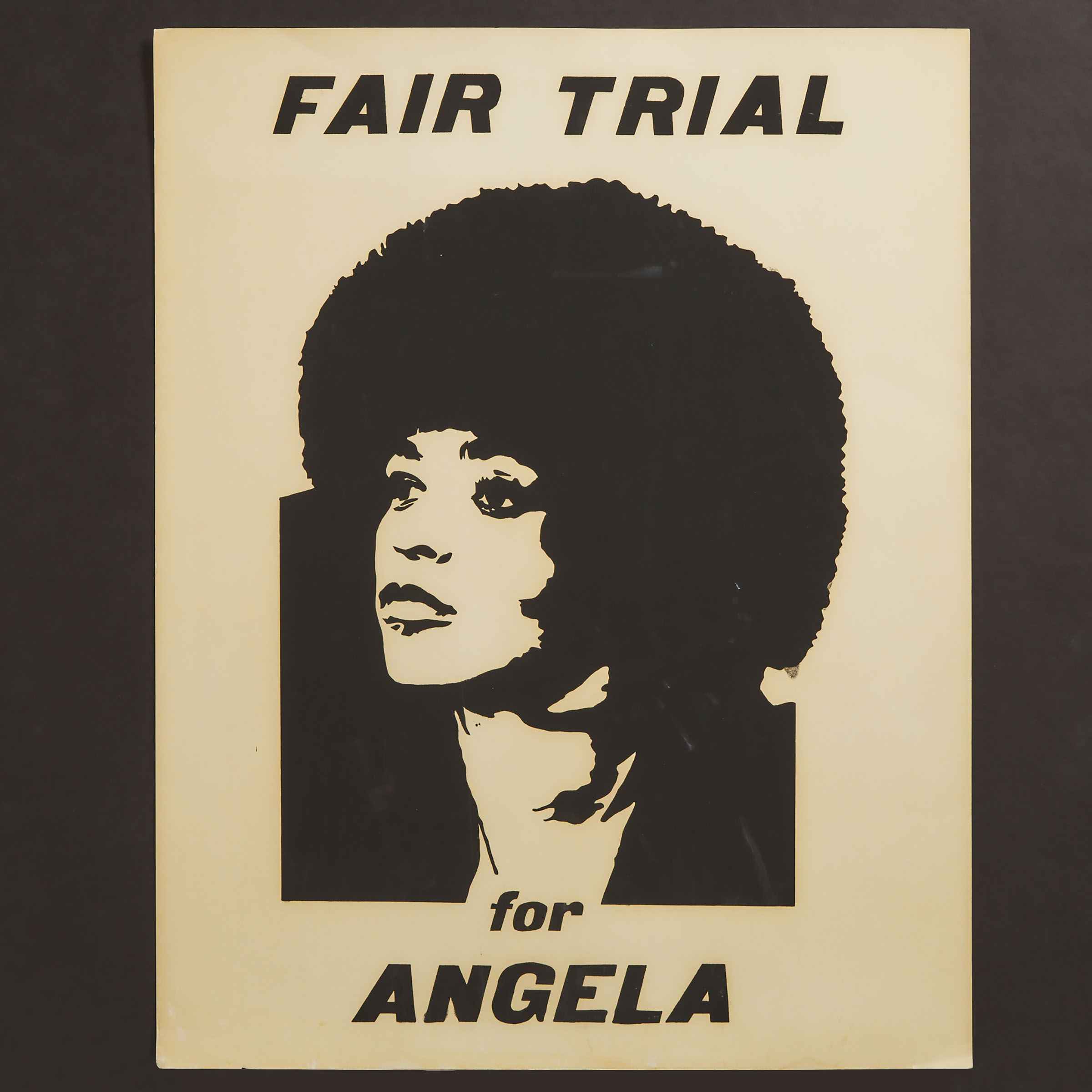 [Black Panthers] Fair Trial For Angela (Davis) Protest Placard, c.1971