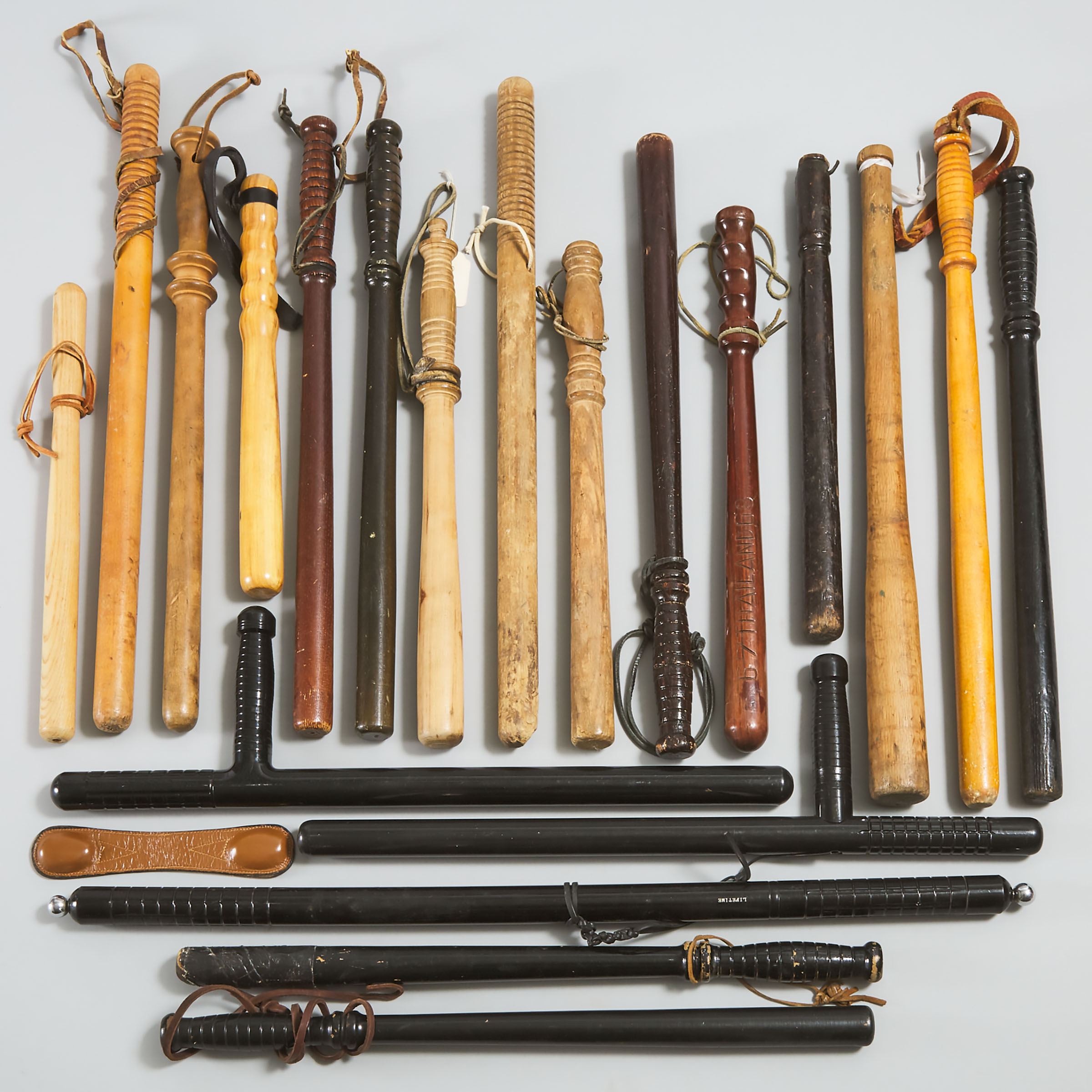 Miscellaneous Collection of 20 Night Sticks and Billy Clubs, 20th century 