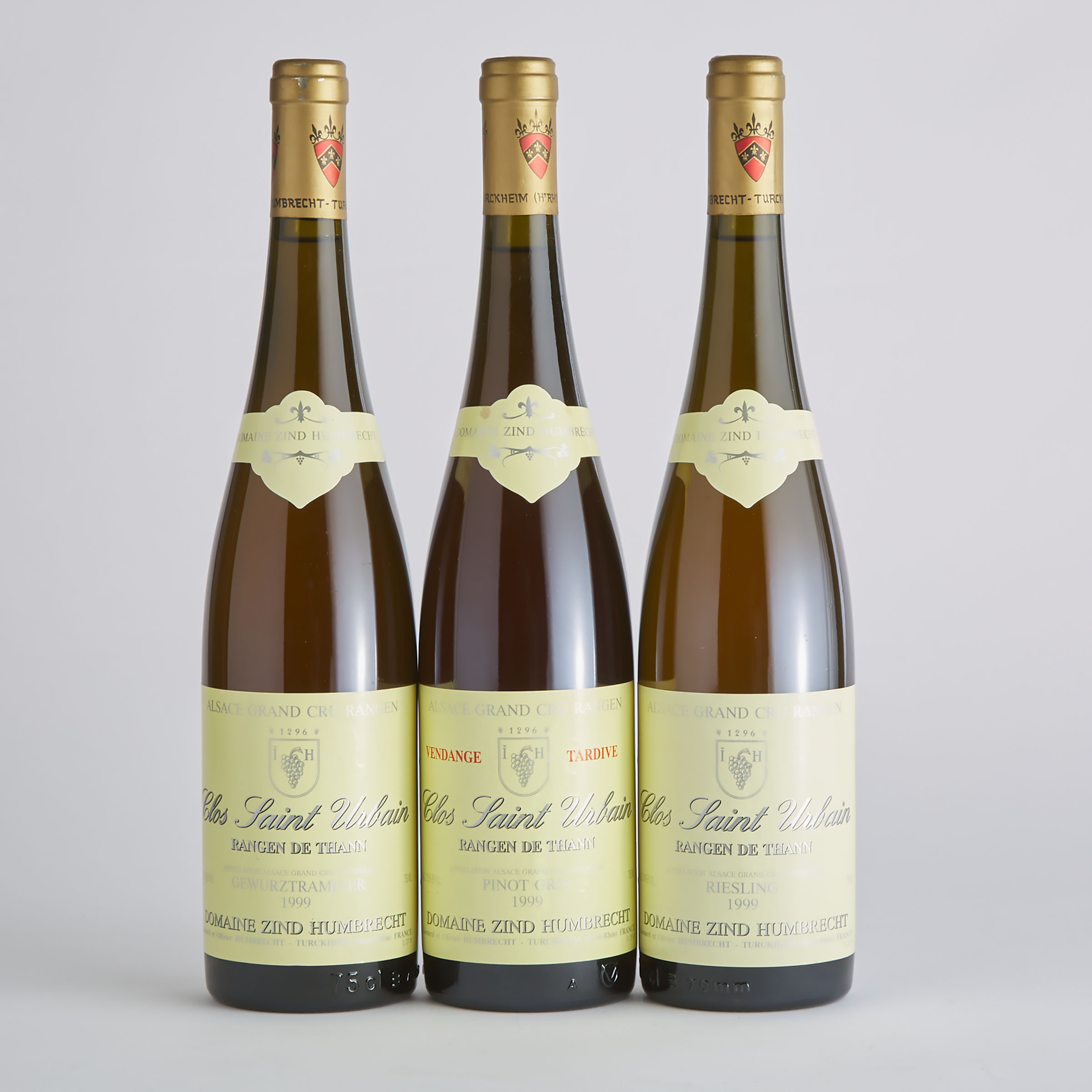 DOMAINE ZIND HUMBRECHT GEWURZTRAMINER RANGEN DE THANN CLOS SAINT URBAIN 1999 (1)
DOMAINE ZIND HUMBRECHT PINOT GRIS CLOS SAINT URBAIN RANGEN DE THANN VENDANGE TARDIVE 1999 (1)
DOMAINE ZIND HUMBRECHT RIESLING RANGEN DE THANN CLOS SAINT URBAIN 1999 (1)