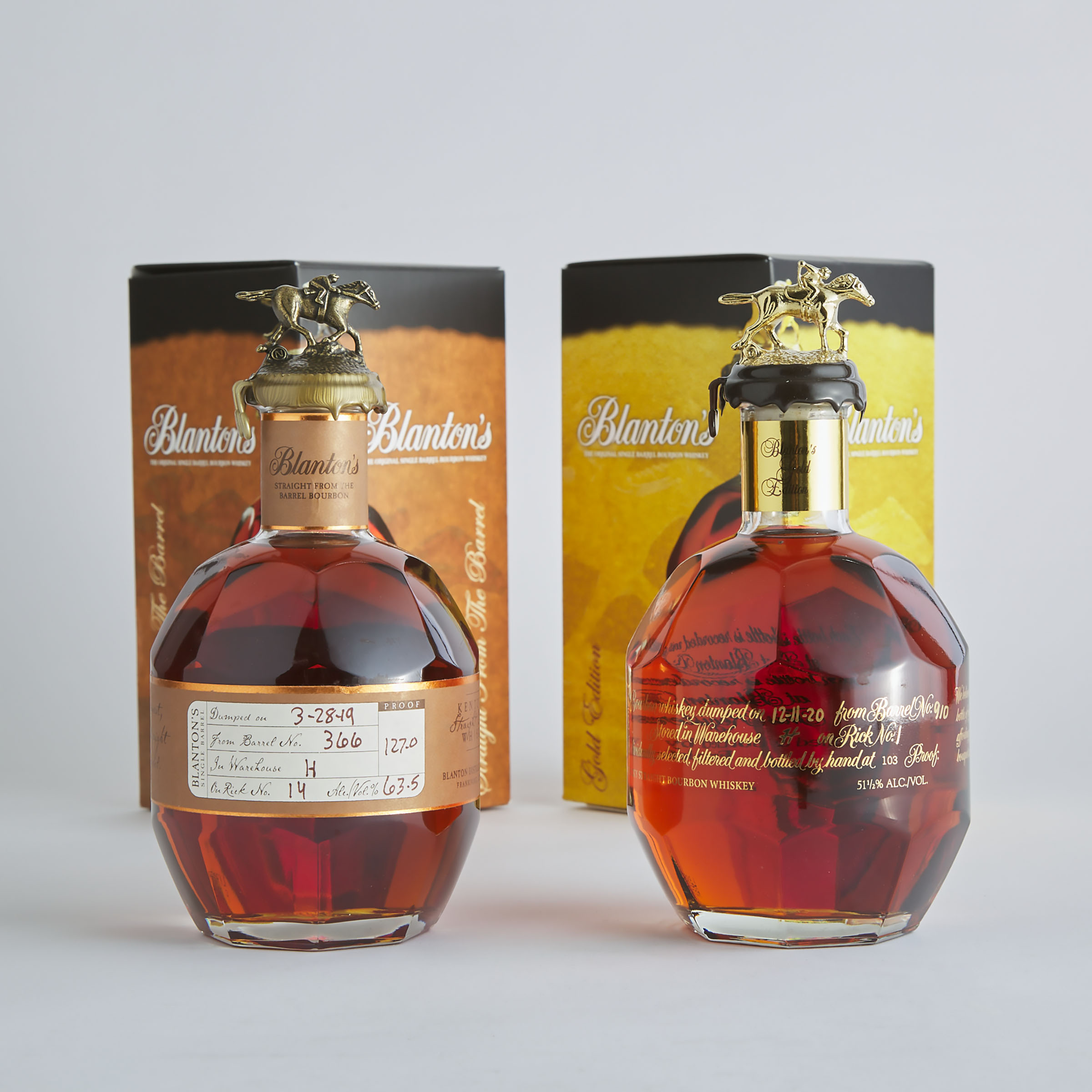 BLANTON'S GOLD EDITION KENTUCKY STRAIGHT BOURBON WHISKEY (ONE 750 ML)
BLANTON'S STRAIGHT FROM THE BARREL BOURBON WHISKEY (ONE 70 CL)