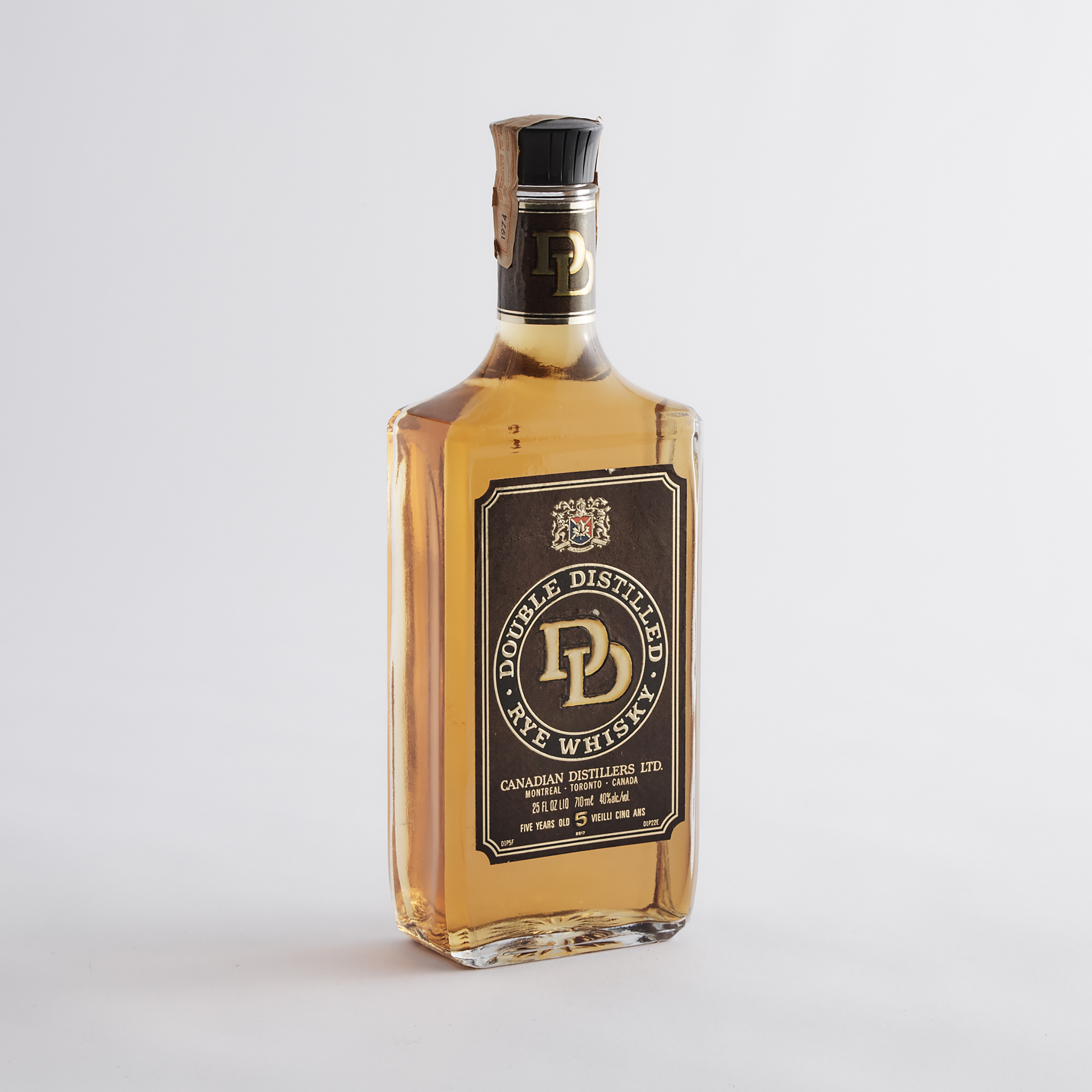 DOUBLE DISTILLED RYE WHISKY 5 YEARS (ONE 710 ML)