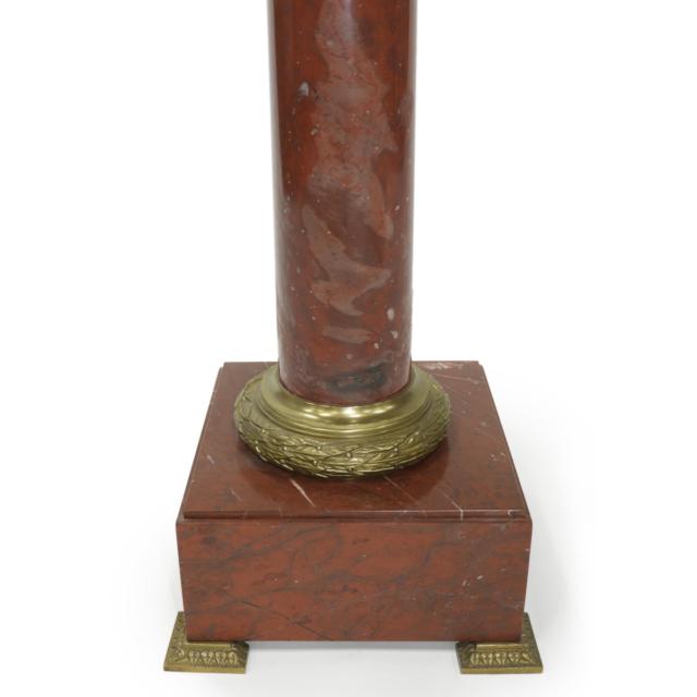 French Ormolu Mounted Rouge Griotte Marble Column Form Pedestal, c.1900