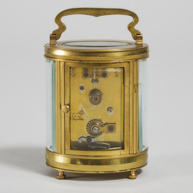 French Oval Carriage Clock, Duverdrey & Bloquel, Paris, c.1900