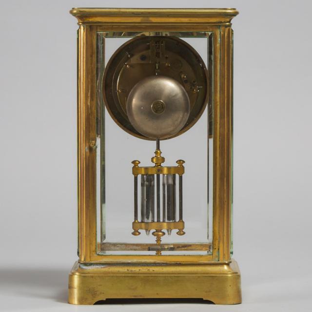 French Gilt Metal Four Glass Panel Regulator Clock, c.1900
