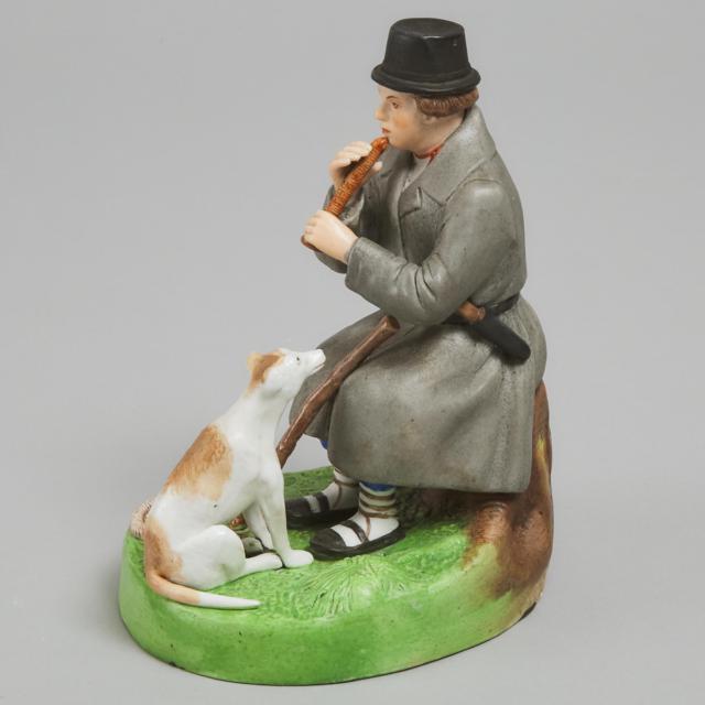 Gardner Figure Group of a Seated Zhaleika Player and His Dog, late 19th century