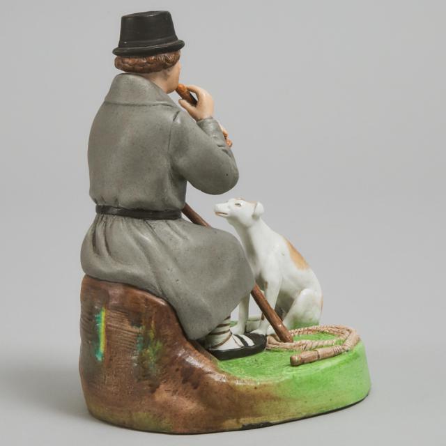Gardner Figure Group of a Seated Zhaleika Player and His Dog, late 19th century